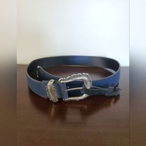 Ladies Gothic/Distressed Black Bonded Leather Belt